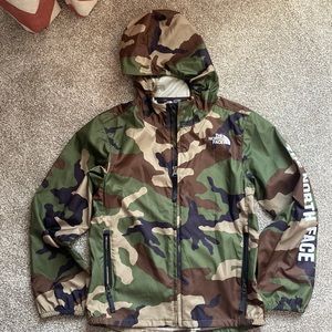 Lightweight camo print rain jacket